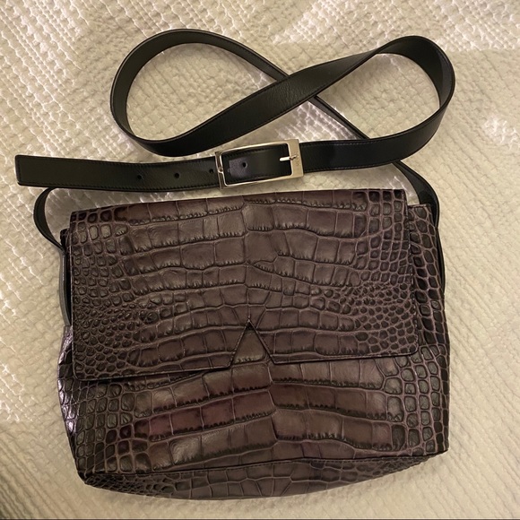 Vince Handbags - Vince Croc-Embossed signature V crossbody bag
